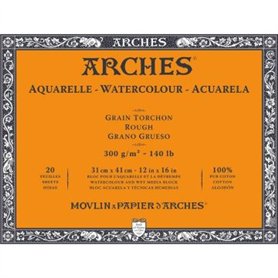 Arches Aquarelle 100% algodón Grueso300g Bloc Encolado 4L 31x41 cm.