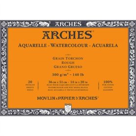Arches Aquarelle 100% algodón Grueso300g Bloc Encolado 4L 36x51 cm.
