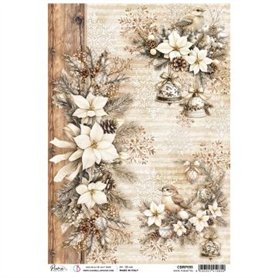 Rice Paper A4 White Poinsettia