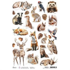 Rice Paper A4 Forest Companions