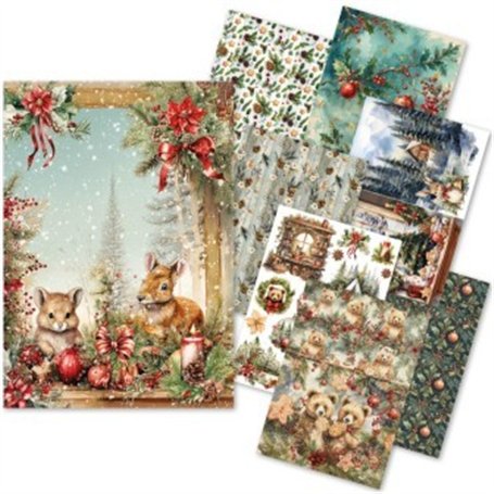 Rice Paper A5 MIXED 8/Pkg Hot Cocoa & Holly