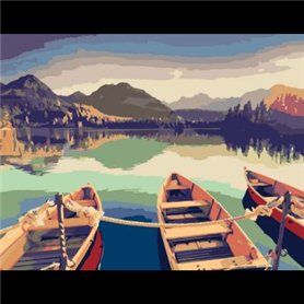Lienzo prediseñado THREE BOATS 35x45cm ROSA