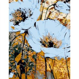 Lienzo prediseñado GOLDEN FLOWERS 35x45cm ROSA