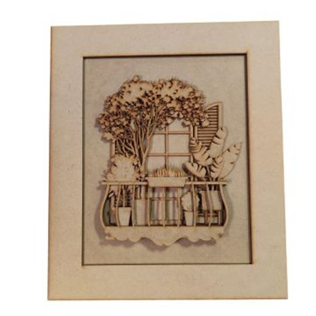 Cuadro Balcón Árbol 45x53 Dm