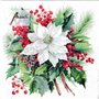 Servilleta impresa POINSETTIA BOUQUET WHITE 33x33cm