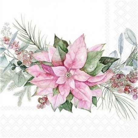 Servilleta impresa PINK POINSETTIA 33x33cm