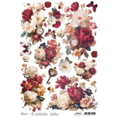 Rice Paper A4 Floral Scarlett