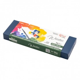 Caja metal 14 Godets + pincel "SPECTRUM" ROSA GALLERY