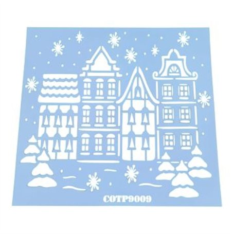 Plantilla Stencil CASAS NAVIDAD COTP9009 30x30cm.