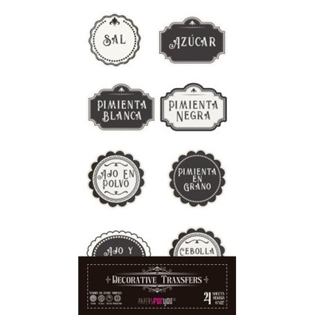 Decorative Transfers Botes De Especias 15x30cm. 4 Hojas.
