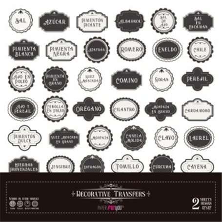 Decor Transfers Botes De Especias 30x30cm. 2  Hojas.