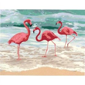 Lienzo prediseñado FLAMINGOS 35x45cm ROSA
