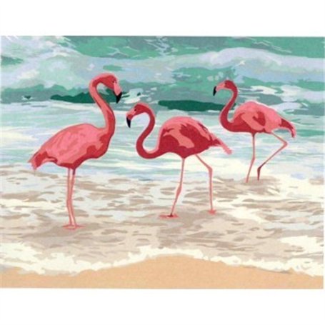 Lienzo prediseñado FLAMINGOS 35x45cm ROSA