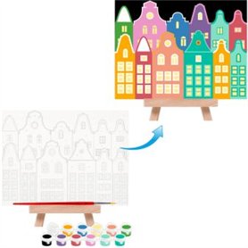 Lienzo prediseñado BRIGHT HOUSES 15x20cm ROSA