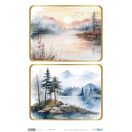 Papel De Arroz Landscape "Mountain Lake VI" 33x54cm