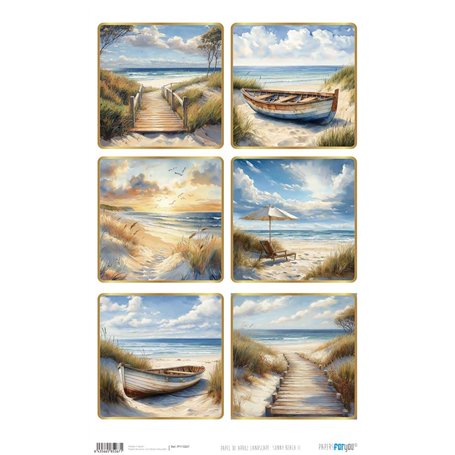 Papel De Arroz Landscape " Sunny Beach I" 33x54cm
