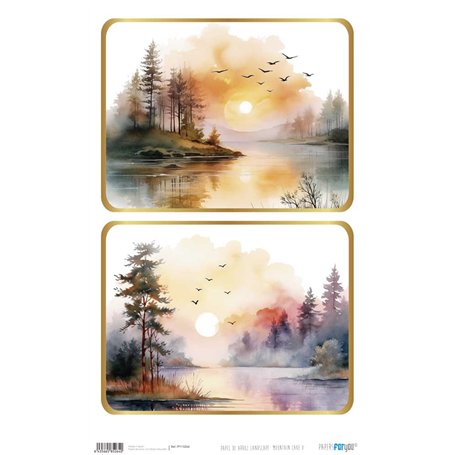 Papel De Arroz Landscape "Mountain Lake I" 33x54cm