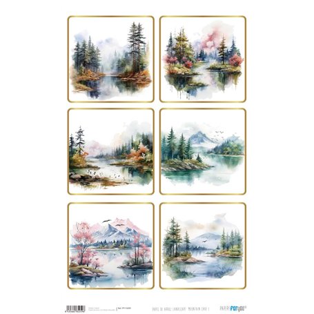 Papel De Arroz Landscape "Mountain Lake I" 33x54cm