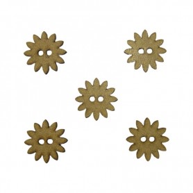 Flores de madera caladas con dos agujeros para coser y decorar proyectos de scrapbooking y costura creativa.