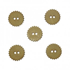 Botones de madera con forma de sol radiante de 3x3cm y dos agujeros para costura y manualidades infantiles.