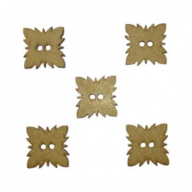 Botones de madera con forma de estrella especial 2,9x2,9cm, siluetas caladas para decoración artesanal y scrapbooking.