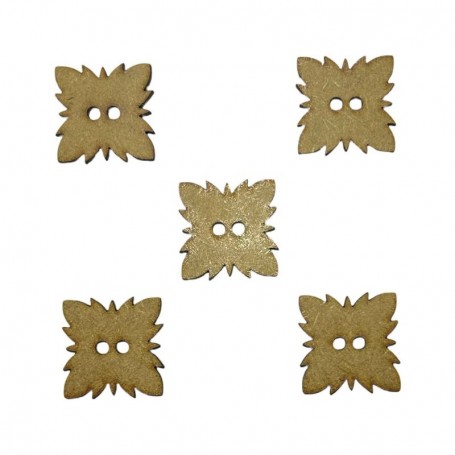 Botones de madera con forma de estrella especial 2,9x2,9cm, siluetas caladas para decoración artesanal y scrapbooking.