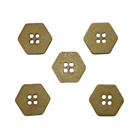 Botones de madera en forma de hexágono para manualidades estilo panal, apliques decorativos y scrapbooking.