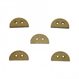 Set de 5 botones de madera con forma de medio círculo y base plana, ideales para crear diseños geométricos en ropa y DIY.