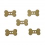 Pack de 5 botones de madera natural con silueta de hueso, pieza decorativa con dos perforaciones centrales.