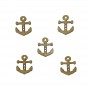 Pack de 5 botones náuticos de madera natural en forma de ancla para costura artesanal y DIY.