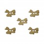 Pack de 5 botones de madera natural en forma de avión, con dos agujeros para costura y proyectos creativos.