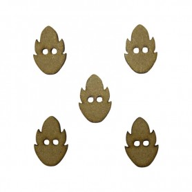 Botón floral de madera natural, ideal para decorar prendas de primavera y álbumes de scrapbooking.