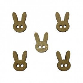 Silueta de conejo de madera con dos agujeros, aplique decorativo para álbumes infantiles, etiquetas y proyectos DIY.