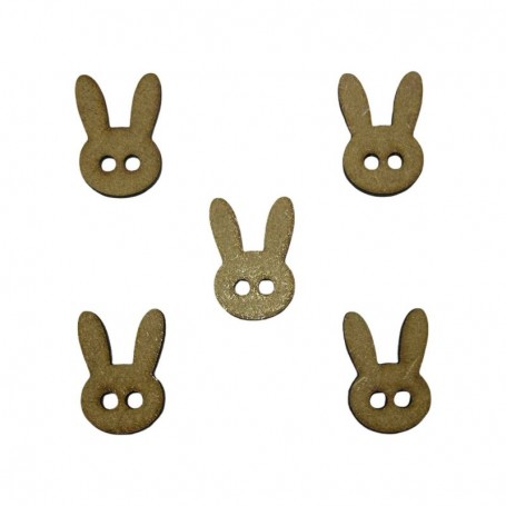 Silueta de conejo de madera con dos agujeros, aplique decorativo para álbumes infantiles, etiquetas y proyectos DIY.