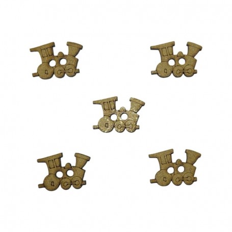 Silueta de tren de madera natural con dos agujeros, aplique decorativo para álbumes de recuerdos infantiles y manualidades DIY.