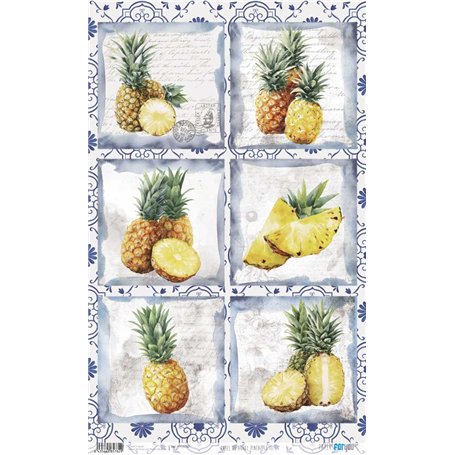 Papel de Arroz ·Pineapples III" 54x33cm