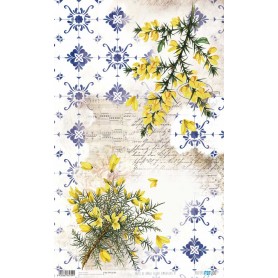 Papel Arroz 54×33 cm 25-30 gr. "Flores Amarillas II"