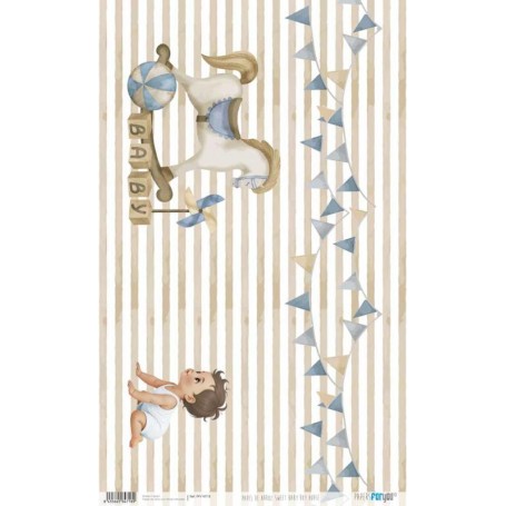 Papel De Arroz Sweet Baby Boy Horse 54x33cm