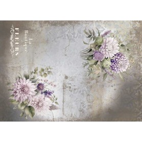 Tela Encuadernar Decorada 70x50cm. "La Petite Vie En Fleurs Dahlias V"