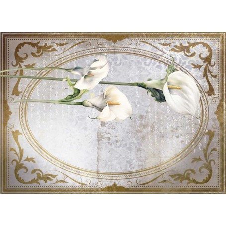 Tela Encuadernar Decorada 70x50cm. "La Petite Vie En Fleurs Calla Lily VI"