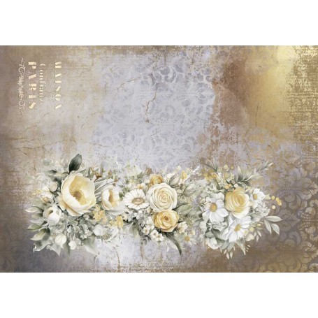 Tela Encuadernar Decorada 70x50cm. "La Petite Vie En Fleurs Daisies III"