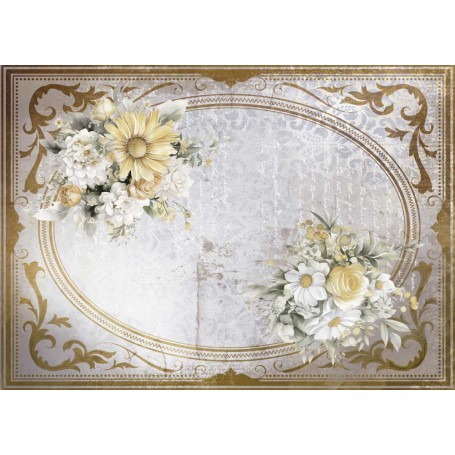 Tela Encuadernar Decorada 70x50cm. "La Petite Vie En Fleurs Daisies VI"