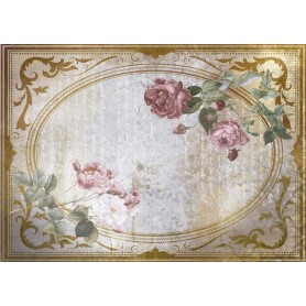 Tela de encuadernar "La Petite Vie En Fleurs Roses IV" 70x50cm