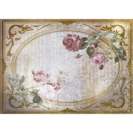 Tela de encuadernar "La Petite Vie En Fleurs Roses IV" 70x50cm