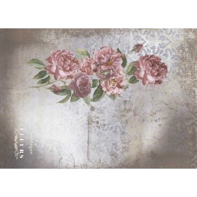 Tela de encuadernar "La Petite Vie En Fleurs Roses V" 70x50cm