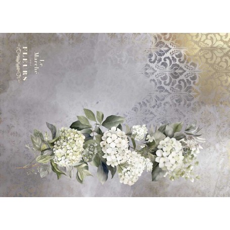 Tela Encuadernar Decorada 70x50cm. "La Petite Vie En Fleurs Hydrangeas I"