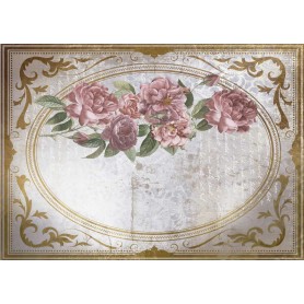 Tela de encuadernar "La Petite Vie En Fleurs Roses VI" 70x50cm