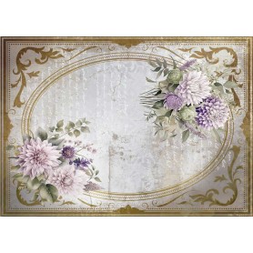 Tela Encuadernar Decorada 70x50cm. "La Petite Vie En Fleurs Dahlias VI"