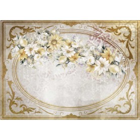 Tela Encuadernar Decorada 70x50cm. "La Petite Vie En Fleurs Daisies II"