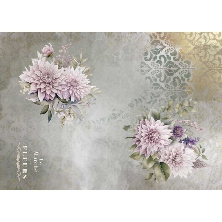 Tela de encuadernar "La Petite Vie En Fleurs Dahlias I" 70x50cm